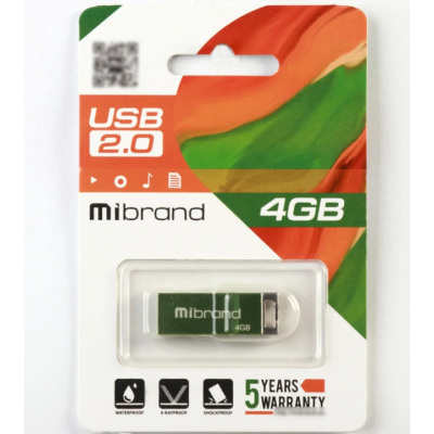 Флеш память USB 4Gb Mibrand Chameleon USB 2.0 Зеленая