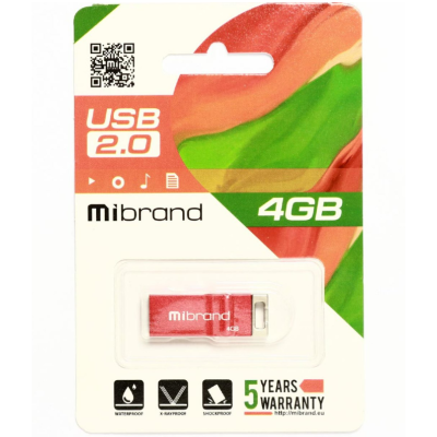 Флеш память USB 4Gb Mibrand Chameleon USB 2.0 Красная