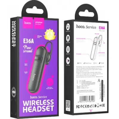 Bluetooth-гарнітура Hoco E36A Free Sound Business Black, чорна Bluetooth-гарнітура Hoco E36A Free Sound Business Black, чорна