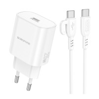Сетевое зарядное устройство Borofone BA82A USB-C 25W + Type-C to Type-C Білий