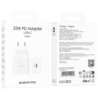 Мережевий зарядний пристрій Borofone BA82A USB-C 25W Білий