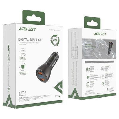 Автомобільний зарядний пристрій Acefast B7 2USB 45W Black, Чорний