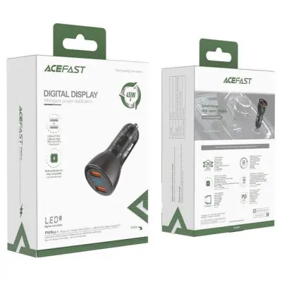 Автомобильное зарядное устройство Acefast B7 2USB 45W Black, Черный