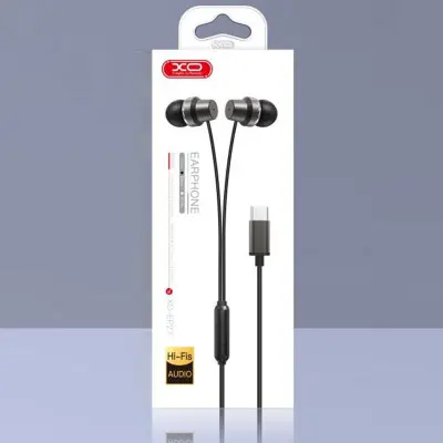 Провідні вакуумні навушники-гарнітура XO EP27 Type-C Black, чорний
