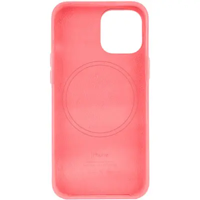 Чехол накладка Leather (AA) MagSafe iPhone 13 Малиновая (Crimson)