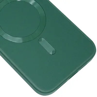Чехол накладка Bonbon Leather MagSafe iPhone 12/12 Pro Зеленая/ Pine Green