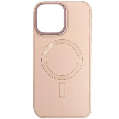 Чехол накладка Bonbon Leather MagSafe iPhone 12/12 Pro Розовая