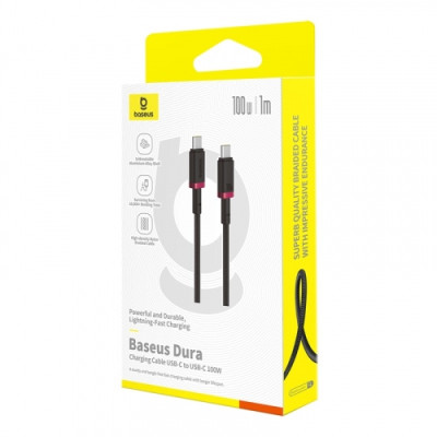 Кабель дата Baseus Dura Type-C to Type-C 100W 1м Чорно-червоний