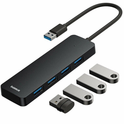 USB хаб Baseus UltraJoy 4in1 (USBA-USB3.0*4) Black, Черный USB хаб Baseus UltraJoy 4in1 (USBA-USB3.0*4) Black, Черный