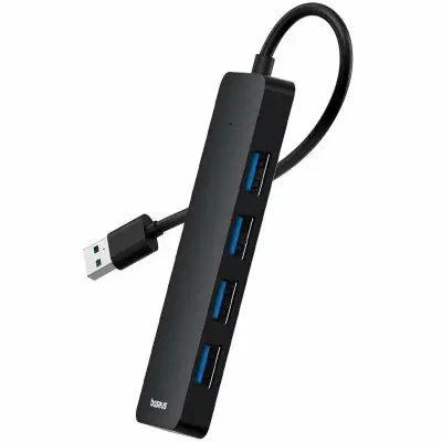 USB хаб Baseus UltraJoy 4in1 (USBA-USB3.0*4) Black, Черный