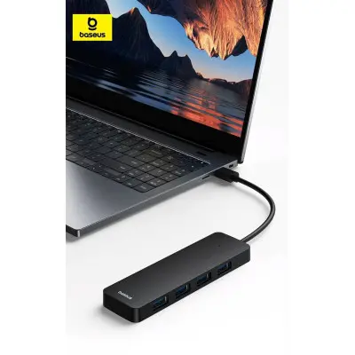 USB хаб Baseus UltraJoy 4in1 (USBA-USB3.0*4) Black, Черный