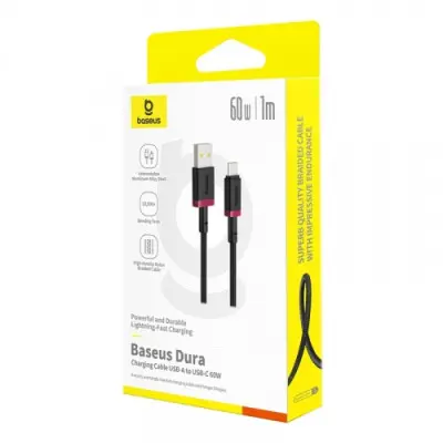 Кабель дата Baseus Dura Type-C 1м 60W Чёрно-Красный