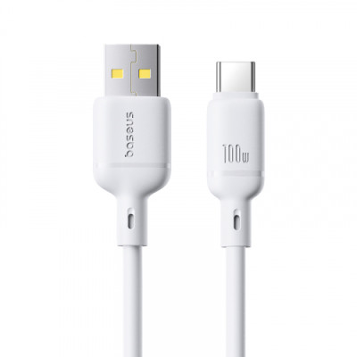 Кабель дата Baseus Silky USB Type A - Type-C 100W 1м Білий
