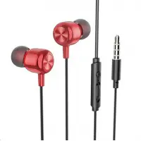 Провідні вакуумні навушники-гарнітура Hoco M87 Red, червоний Провідні вакуумні навушники-гарнітура Hoco M87 Red, червоний
