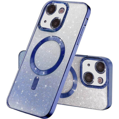Чехол накладка Cosmic Shiny Magnetic iPhone 13 Синяя