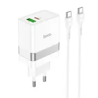 Сетевое зарядное устройство Hoco N21 1PD+1USB 30W + Кабель Type-C to Type-C White, Белый Сетевое зарядное устройство Hoco N21 1PD+1USB 30W + Кабель Type-C to Type-C White, Белый