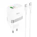 Мережевий зарядний пристрій Hoco N21 1PD+1USB 30W + Кабель Type-C to Type-C White, Білий