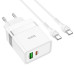 Мережевий зарядний пристрій Hoco N21 1PD+1USB 30W + Кабель Type-C to Type-C White, Білий