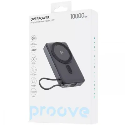 Універсальна мобільна батарея Повербанк Proove OverPower QI2 10000mAh 35W Сірий
