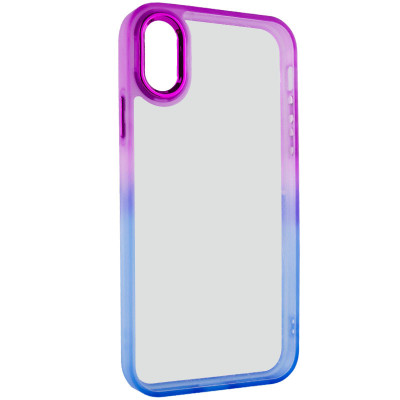 Чехол накладка Fresh sip iPhone X Синий/ Фиолетовый