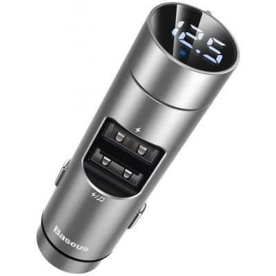 FM модулятор Baseus Energy Column 2USB Silver, Серебряний