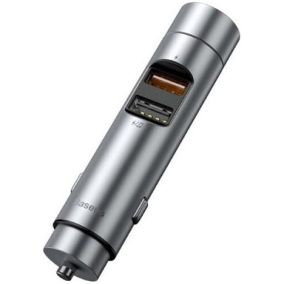 FM модулятор Baseus Energy Column 2USB Silver, Серебряний