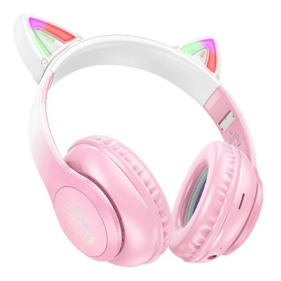 Безпровідні навушники безпровідні Hoco W42 Pink з вушками кошеня, рожевий