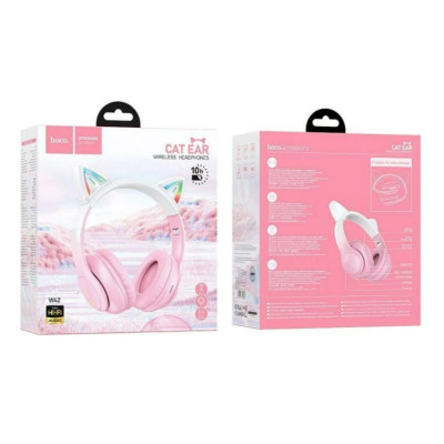 Безпровідні навушники безпровідні Hoco W42 Pink з вушками кошеня, рожевий