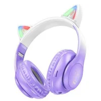 Беспроводные наушники Hoco W42 Violet с кошачьими ушками, фиолетый