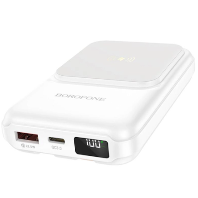 Універсальна мобільна батарея Повербанк Borofone BJ26 PD20W magnetic wireless fast charging 10000mAh біла, white