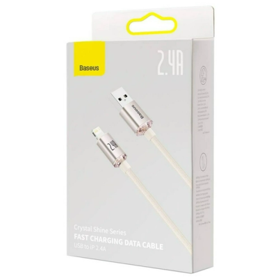 Кабель дата Baseus Crystal Shine Lightning 1.2м Розовый