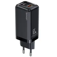 Сетевое зарядное устройство Usams US-CC153 T47 USB-C QC&PD3.0 65W 3A Black, Чёрный