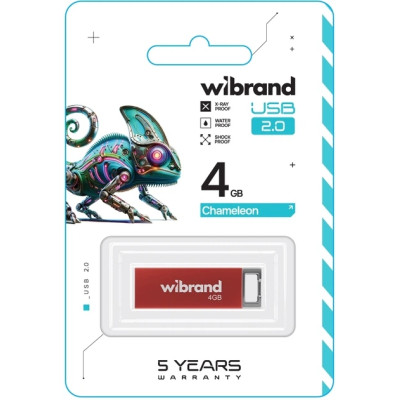 Флеш память USB 4Gb Wibrand Chameleon USB 2.0 Красная