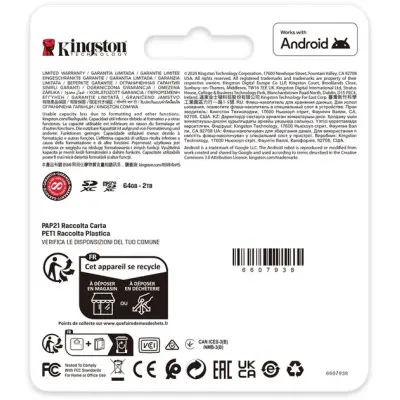 Micro SD 128Gb Kingston Canvas GO! Plus R200/W200MB/s + SD-адаптер