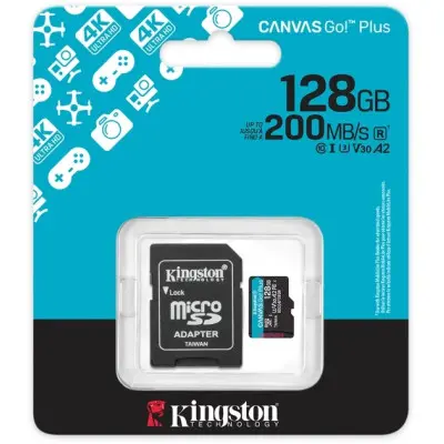 Micro SD 128Gb Kingston Canvas GO! Plus R200/W200MB/s + SD-адаптер