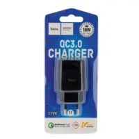 Сетевое зарядное устройство Hoco C72Q 1USB/18W/QC 3.0 Black, Чёрный
