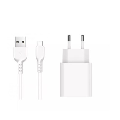 Мережевий зарядний пристрій Jellico C5 1USB 2.1A + Type-C White, Білий