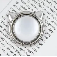 Тримач PopSocket Кільце Cat Ear Білий/Срібний
