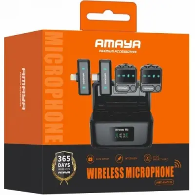 Бездротовий петличний мікрофон Amaya ANC100 Lightning + Type C Чорний Бездротовий петличний мікрофон Amaya ANC100 Lightning + Type C Чорний