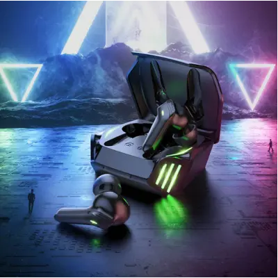 Беспроводные наушники в кейсе с микрофоном сенсорные Hoco Gaming S21 Black, черный