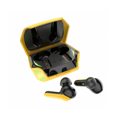 Беспроводные наушники в кейсе с микрофоном сенсорные Hoco Gaming S21 Yellow, желтый
