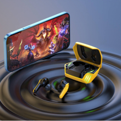 Беспроводные наушники в кейсе с микрофоном сенсорные Hoco Gaming S21 Yellow, желтый