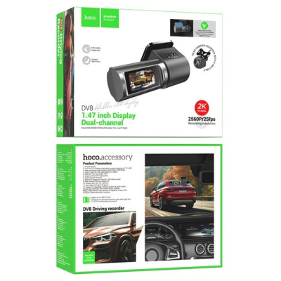 Відеореєстратор HOCO DV8 2K display hidden driving recorder(With Rear camera)Чорний
