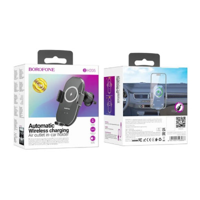 Автотримач Borofone BH205 з БЗП 15W Black, Чорний