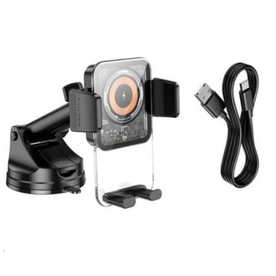 Автотримач Borofone BH210 з БЗП 15W Black Чорний