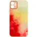 Чехол накладка Glass Impasto iPhone 11 Красная /Желтая