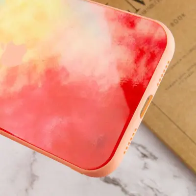 Чехол накладка Glass Impasto iPhone 11 Красная /Желтая
