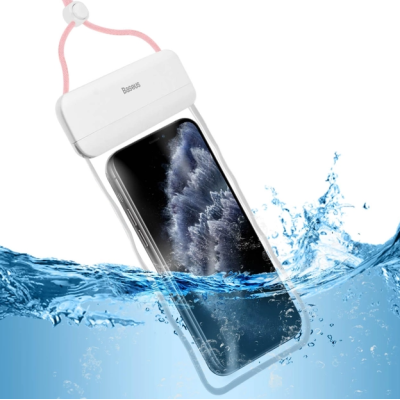 Водонепроницаемый чехол Universal Waterproof Baseus Let\'s Go 7.2" Белый/ Розовый