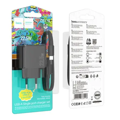 Сетевое зарядное устройство Hoco CS17A+ Type-C 22.5W QC3.0 Черный