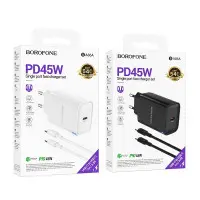 Сетевое зарядное устройство Borofone BA86 USB-C 45W + Type-C to Type-C White, Белый